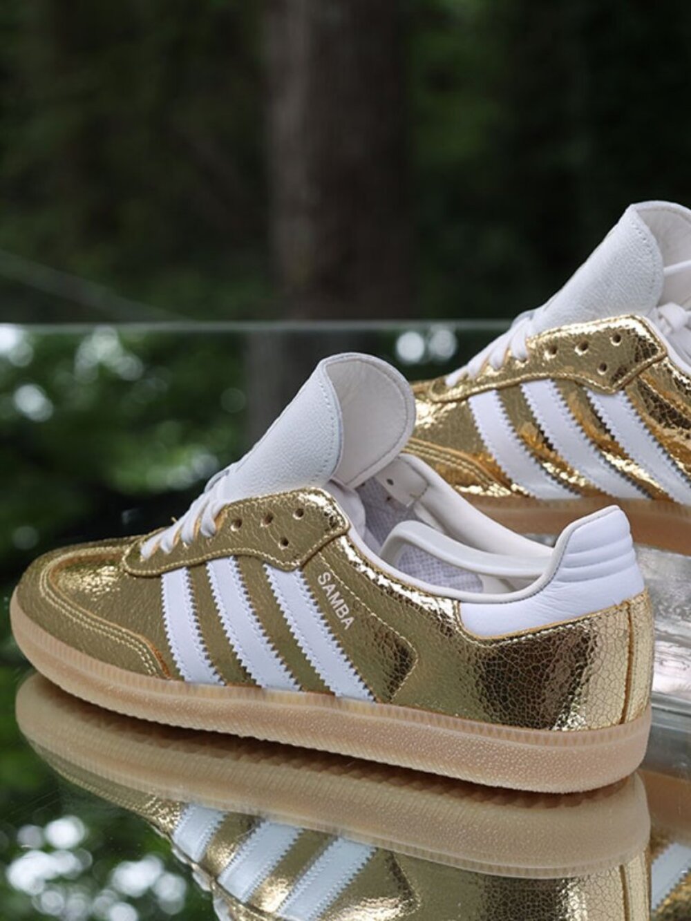 Adidas Samba OG Gold Metallic Cracked Leather - Picture 12 of 13